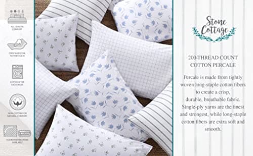 Mae Queen Stone Cottage Cotton Percale Sheets, Crisp & Cool Bedding Set