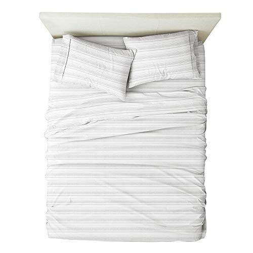 4 Piece Queen Bedding Sheet Set - Gray Stripe