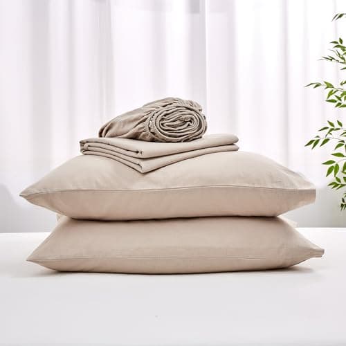 Simple&Opulence Belgian Linen Sheet Set - 4 Pieces (King Size, Linen/Beige)