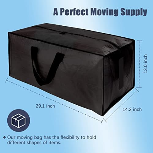 Heavy Duty Black 8 Pack Water-Resistant Storage Totes with Zippers & Handles