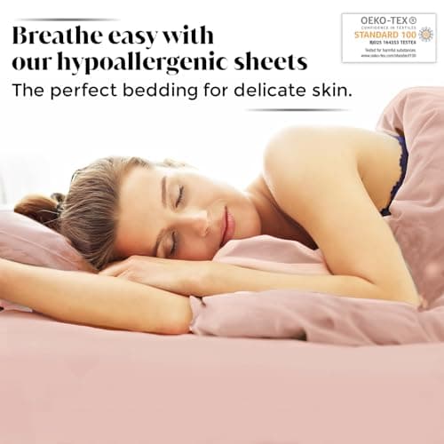 Luxury King Size Bamboo Bed Sheets | 100% Viscose, Ultra Soft, Cooling for Hot Sleepers [Rose Quartz]