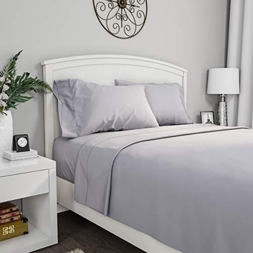 Lavish Silver Brushed Microfiber 4-Piece Bed Linens Set, Full, Gray
