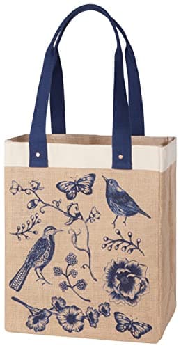 Burlap Market Tote: Goods and Provisions - 17 tall x 13.5 wide x 8.8 deep