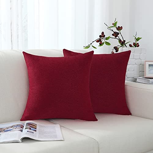 Jeneoo Rustic Farmhouse Burgundy Throw Pillow Covers (Set of 2, 20x20")