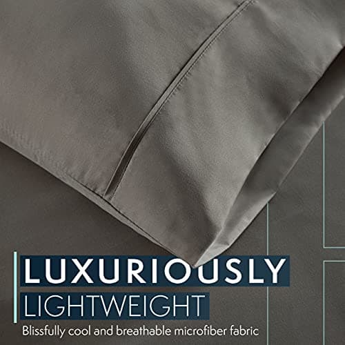 HC Collection King Bed Sheets Set with 2 Pillowcases, Gray