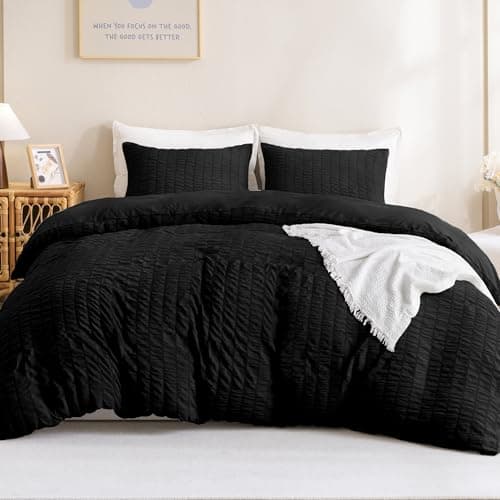 Litanika Queen Khaki Seersucker Comforter Set (90x90In Comforter & 2 Pillowcases)