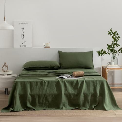 EVERLY Stone-Washed French Linen Sheets, King Size - Aqua