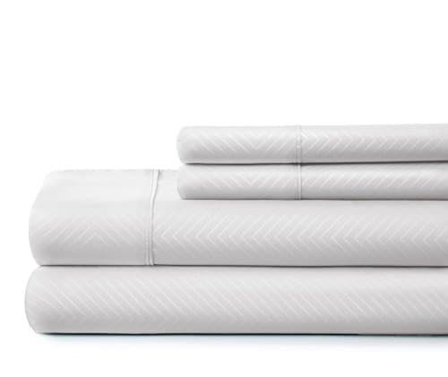 Chevron White Linen Market Embossed Twin Sheet Set