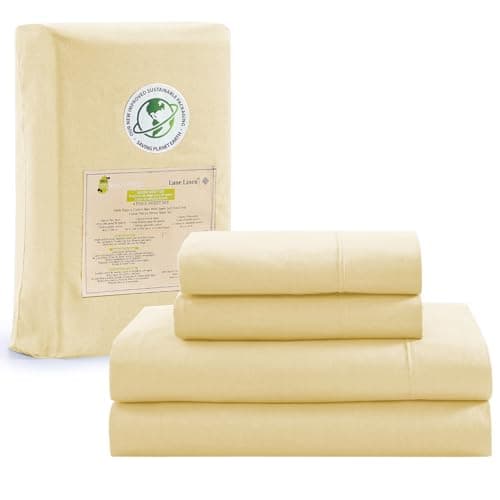 100% Organic Cotton Linen Full-Sheets Set 4-Piece Pure Long Staple Percale Weave Soft Bedding Sheets for Bed