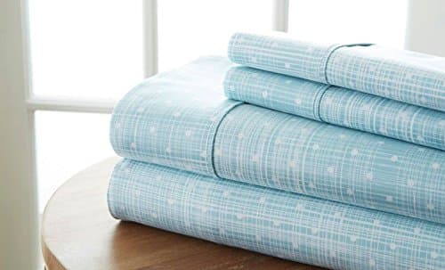 Simply Soft 3 Piece Polkadot Patterned Linen Sheet Set - Twin, Aqua