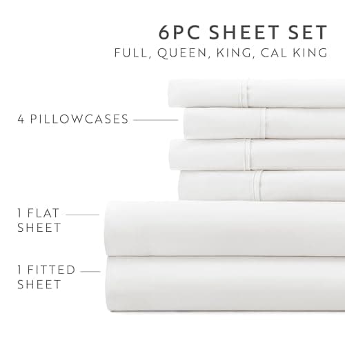 Ultra Comfortable Linen Market Queen Sheet Set - Oeko-TEX Certified, Deep Pocket, White