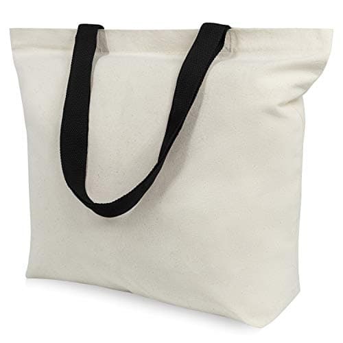 TOPDesign 2-Pack Magnetic Snap Canvas Tote Bags, Reusable for Grocery Shopping