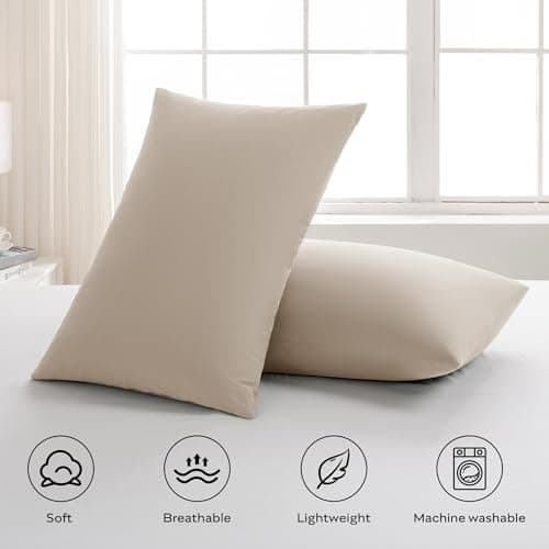 JELLYMONI Linen Grey 20x26 Pillowcases Set of 2 100% Washed Cotton