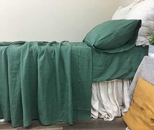 Forest Green Linen 4-Pc Sheet Set with Deep Pocket(Full)
