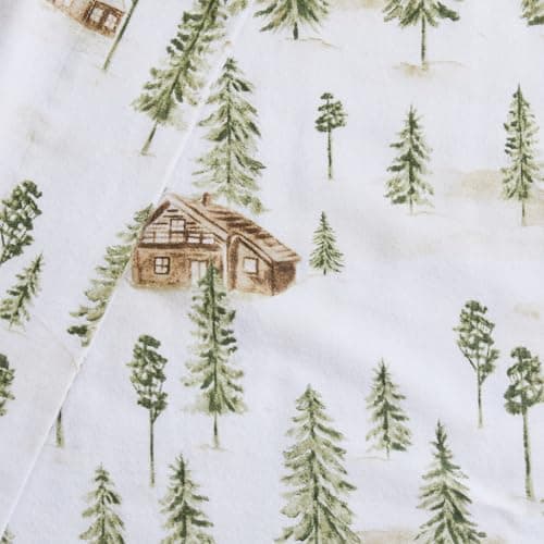 Chalet Collection 100% Cotton Full Flannel Sheet Set - Double Brushed, Deep Pocket, White