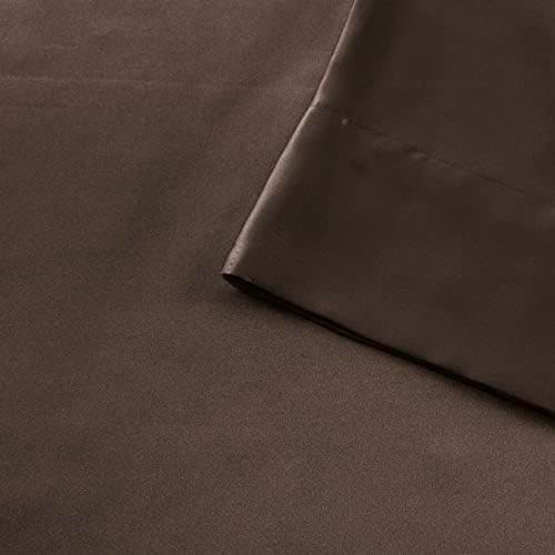 Madison Park Essentials Full Black Satin Sheet Set - Luxury, Elastic Fit up to 16" Mattresses