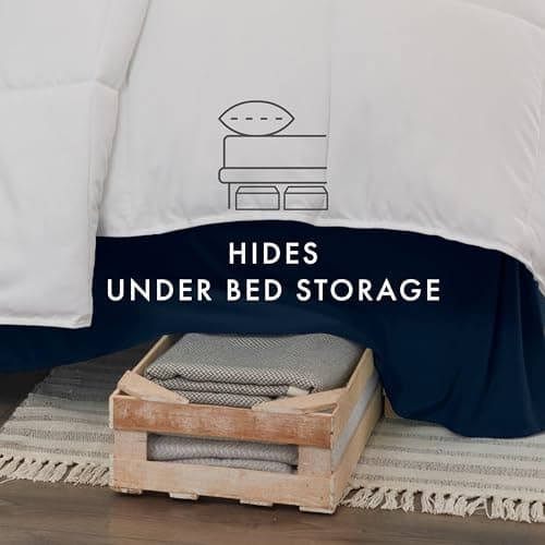 Cal King Navy Bed Skirt - Ultra Soft Microfiber - Easy Fit - Hotel Quality - Shrinkage & Fade Resistant
