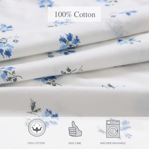 Stone Cottage Full Size Cotton Percale Sheets, Blue Sketchy Ditsy Print