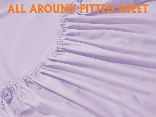 Lavender Stripe 100% Organic Cotton Bed Sheets & Pillowcases, Full-XL 6-Piece Set