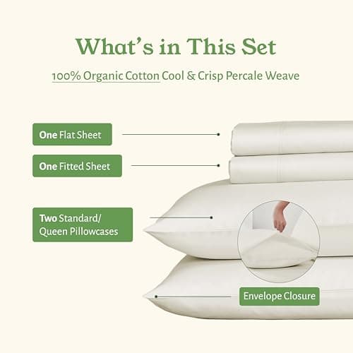California Design Den 100% Organic Cotton Deep Pocket Sheets - Ivory