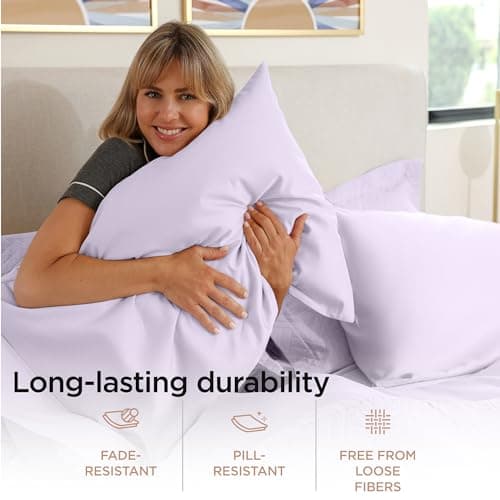 100% Certified Egyptian Cotton Full Size Sheet Set | Lilac | 16" Deep Pocket