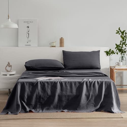 EVERLY Stone-Washed French Linen Sheets, King Size - Aqua