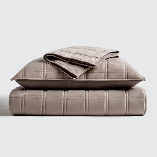 EVERGRACE King Size Ultra Soft Velvet Quilt with 2 Shams, Blue Linen, 108"x96"