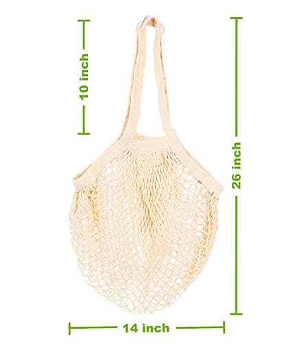2-Pack Premium Beige Mesh Grocery & Produce Bags (Reusable, Durable, Washable)