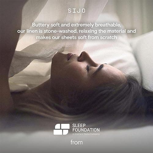 GOTS Certified Sijo Stone Washed Organic French Linen Bed Sheet Set, Dove, Queen