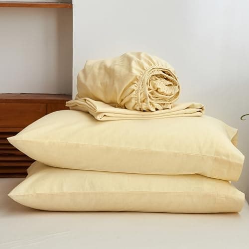 Simple&Opulence Belgian Linen Sheet Set - 4 Pieces (King Size, Linen/Beige)