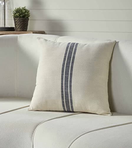 Market Place Blue Grain Sack Stripe Pillow Cover 20 x 20