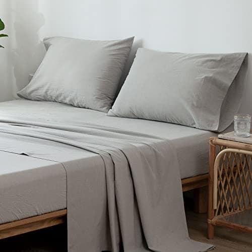 Washed Cotton Linen Like Breathable Bedding Sheet Set