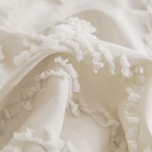 Andency Queen Beige Comforter Set Boho Cream Tufted Bedding 3 Pieces