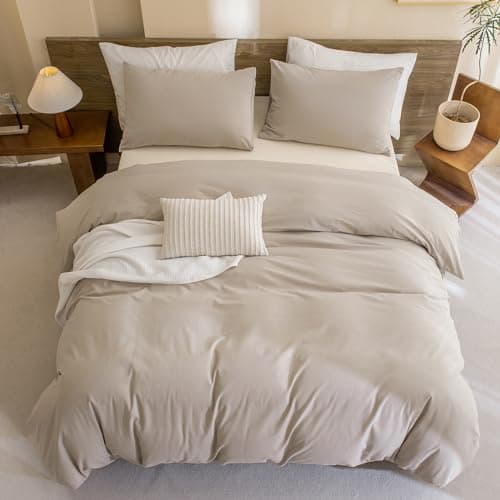 Minimalist Comforter Set with Cotton Linen Texture - Queen Size (90x90 Inch)