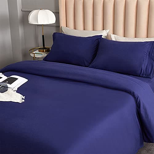 Brushed Microfiber Bedding Sheet Set - 4 Piece Queen Blue