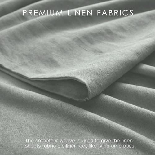 100% French Linen from Normandy, 4Pcs Organic Linen Sheets Full Size, 16 Inch Deep Pocket