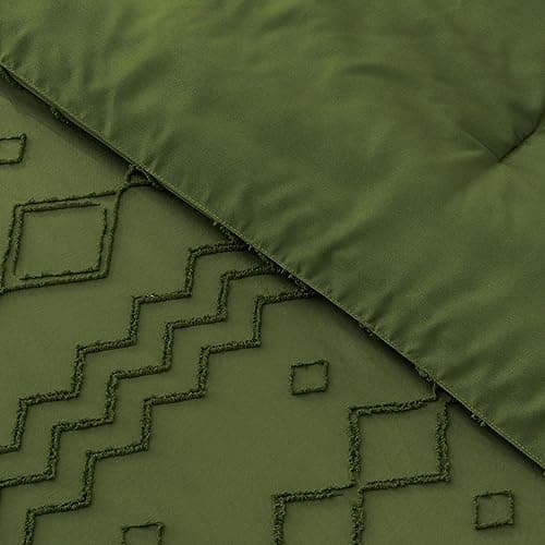 Andency Queen Boho Tufted Comforter Set, Khaki (90x90In Comforter & 2 Pillowcases)