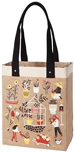Burlap Market Tote: Goods and Provisions - 17 tall x 13.5 wide x 8.8 deep