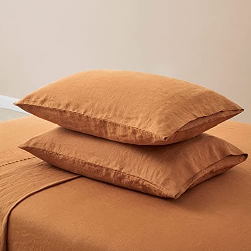 ATLINIA Pure Flax Linen Queen Sheets Set - Stone Washed French Linens