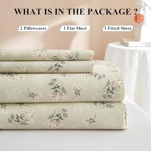 Vintage Floral Breathable Cooling 3-Piece Sheet Set - Deep Pocket Up to 16"