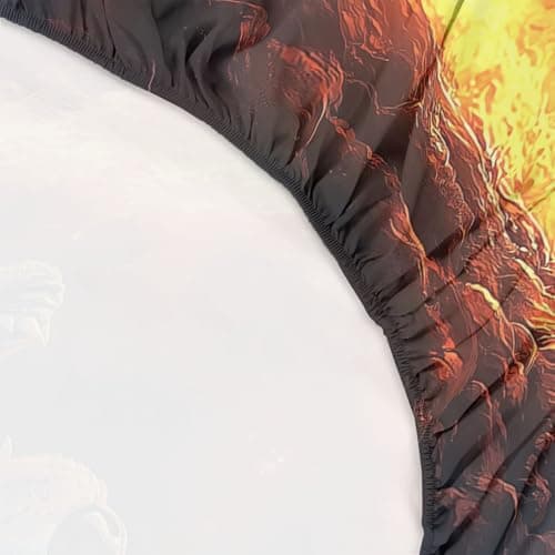 Abstract Flame Wolf & Dragon Black King Size Bed Sheets (1 Fitted, 1 Flat, 2 Pillowcases)