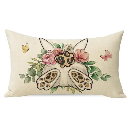 Christian Easter Lily Cross Flower Cushion Cover 12x20 Rectangular Sofa Decor