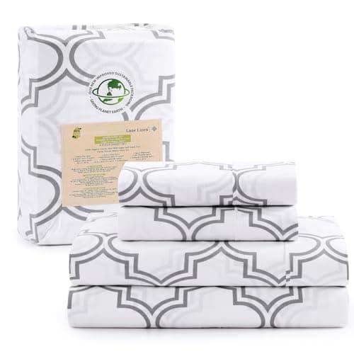 100% Organic Cotton Linen Full-Sheets Set 4-Piece Pure Long Staple Percale Weave Soft Bedding Sheets for Bed