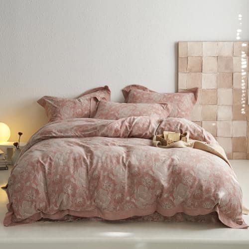 VM VOGUEMARKET Gold Green Flower Percale cotton Duvet Cover with Zipper Closure