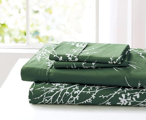 Spirit Linen Queen Size Bed Sheets - Pure Microfiber Polyester (Foliage Grey/White)