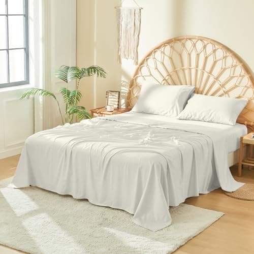DOZ 100% Long Staple Cotton Sheet Set, Ivory, Cal King