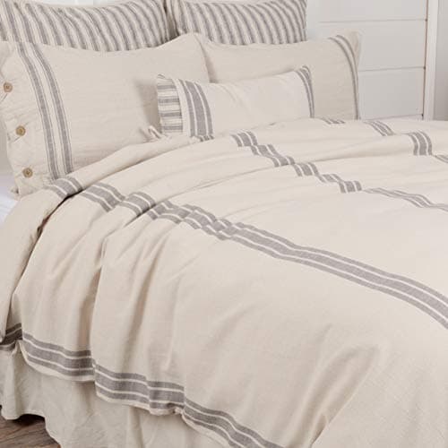 Gray Grain Sack Stripe King Duvet Cover by Piper Classics Market Place