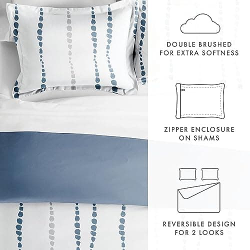 Twin Navy Duvet Cover Set with 2 Pillow Shams - Hotel-Like Comfort, Softness, and Dreamy Prints