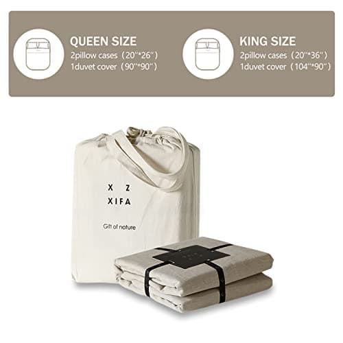 XZ XIFA Queen Size Linen Duvet Cover & Pillowcases Set