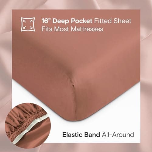 Organically Grown Bamboo Sheet Set - Buttery Soft, Cooling, High GSM - 4pc (Clay, Queen)
